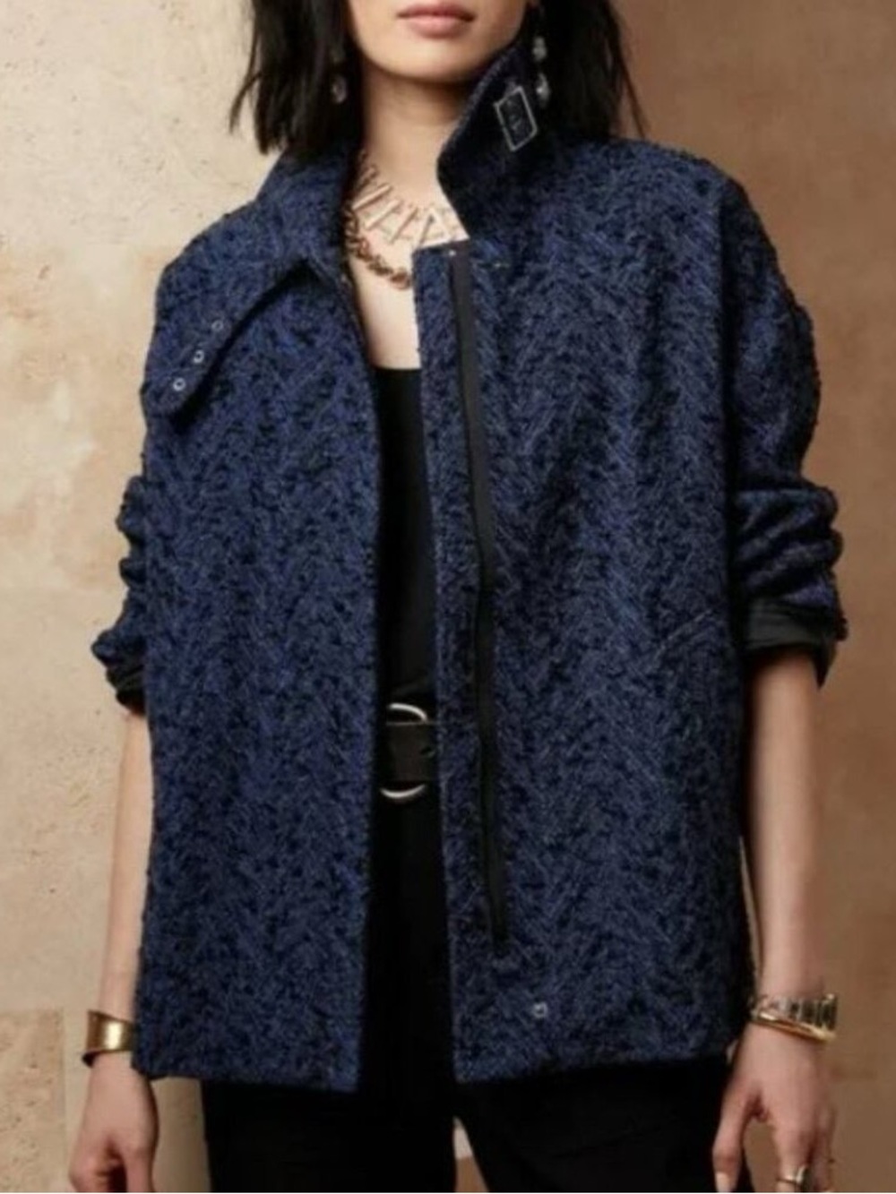 Banana Republic Oversized Balmacaan Jacket in Blue